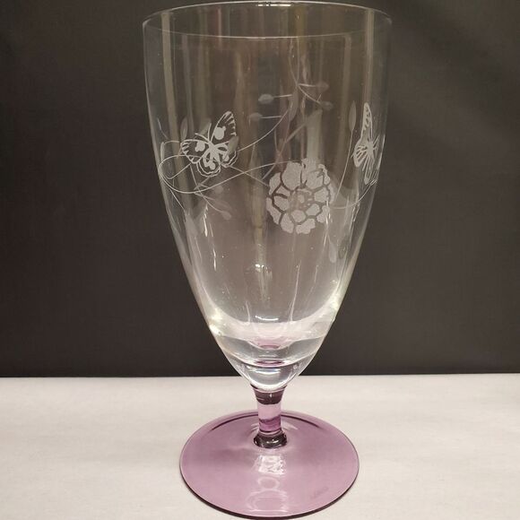4 Lenox Butterfly Meadow Etched Crystal Glasses Great Condition! - Picture 4 of 13